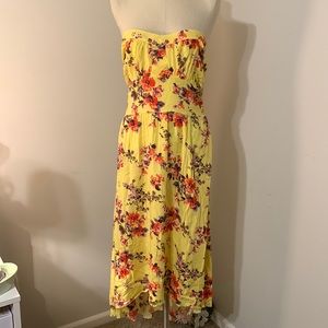 Strapless floral high low dress